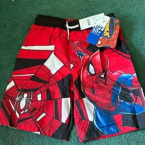 NWT Spiderman boys bathing suit and matching swim shirt.